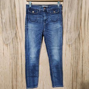 Madewell Womens High Riser Crop Skinny Jeans Front Fold Pockets Size 27